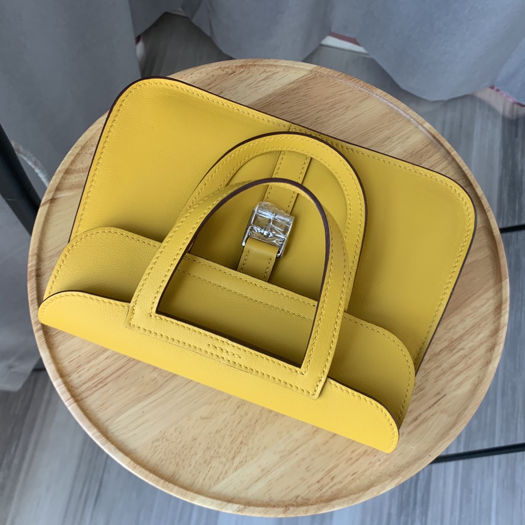 에르메스 미니 할잔백22 앰버 옐로우 은장 스위프트